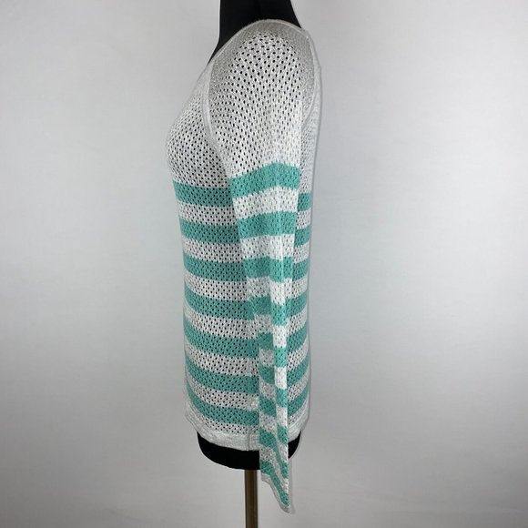 Converse S Striped Open Loose Knit Pullover Acrylic Lightweight Sweater Casual - Picture 10 of 12